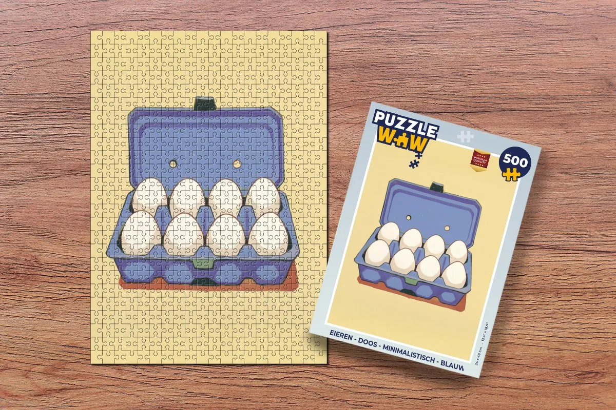 PuzzleWow Minimalistisch Legpuzzel 500 Stuks - Blauw Eierendoos