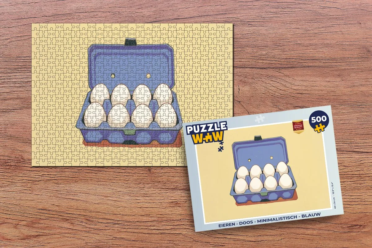 PuzzleWow Minimalistisch Legpuzzel 500 Stuks - Blauw Eierendoos