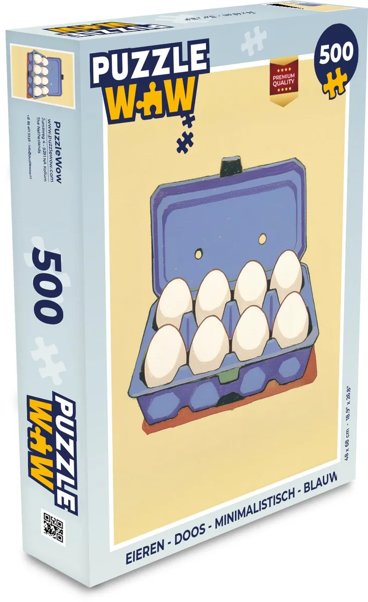 PuzzleWow Minimalistisch Legpuzzel 500 Stuks - Blauw Eierendoos