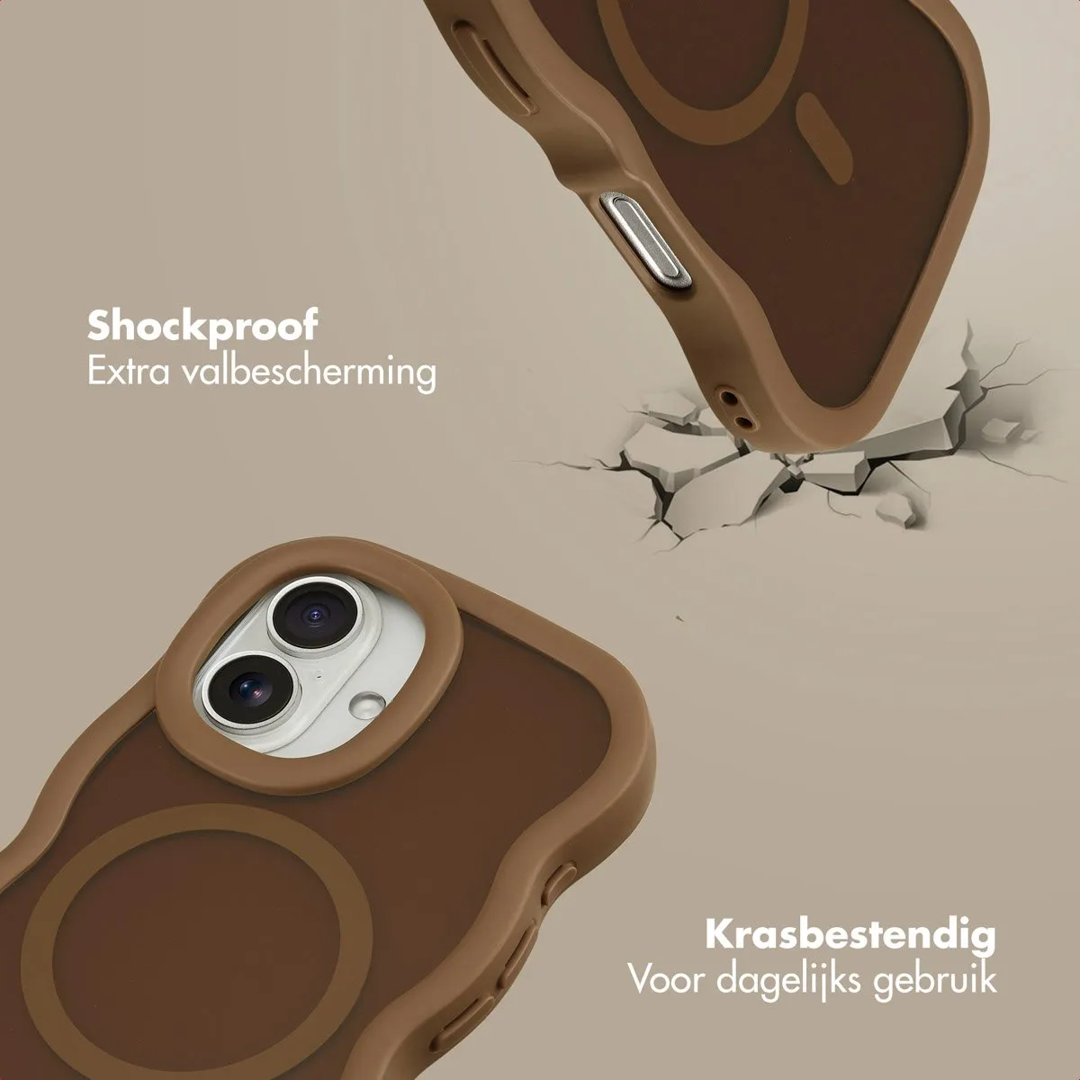 Selencia Wavy Case iPhone 16 - Mocha Brown - afbeelding 6 van 6