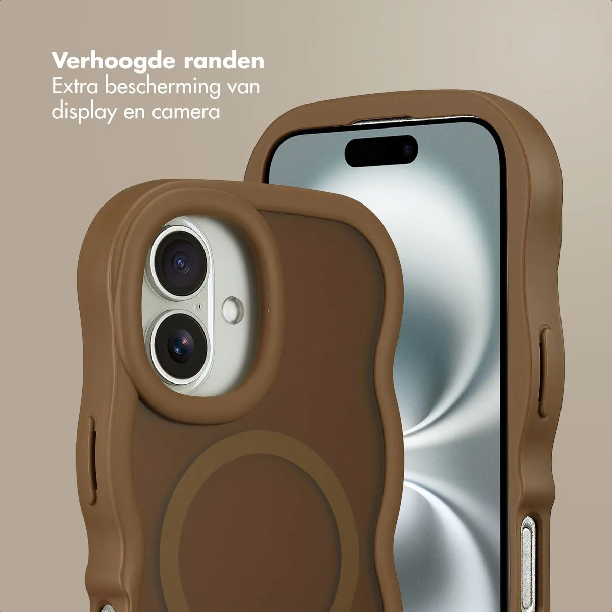 Selencia Wavy Case iPhone 16 - Mocha Brown
