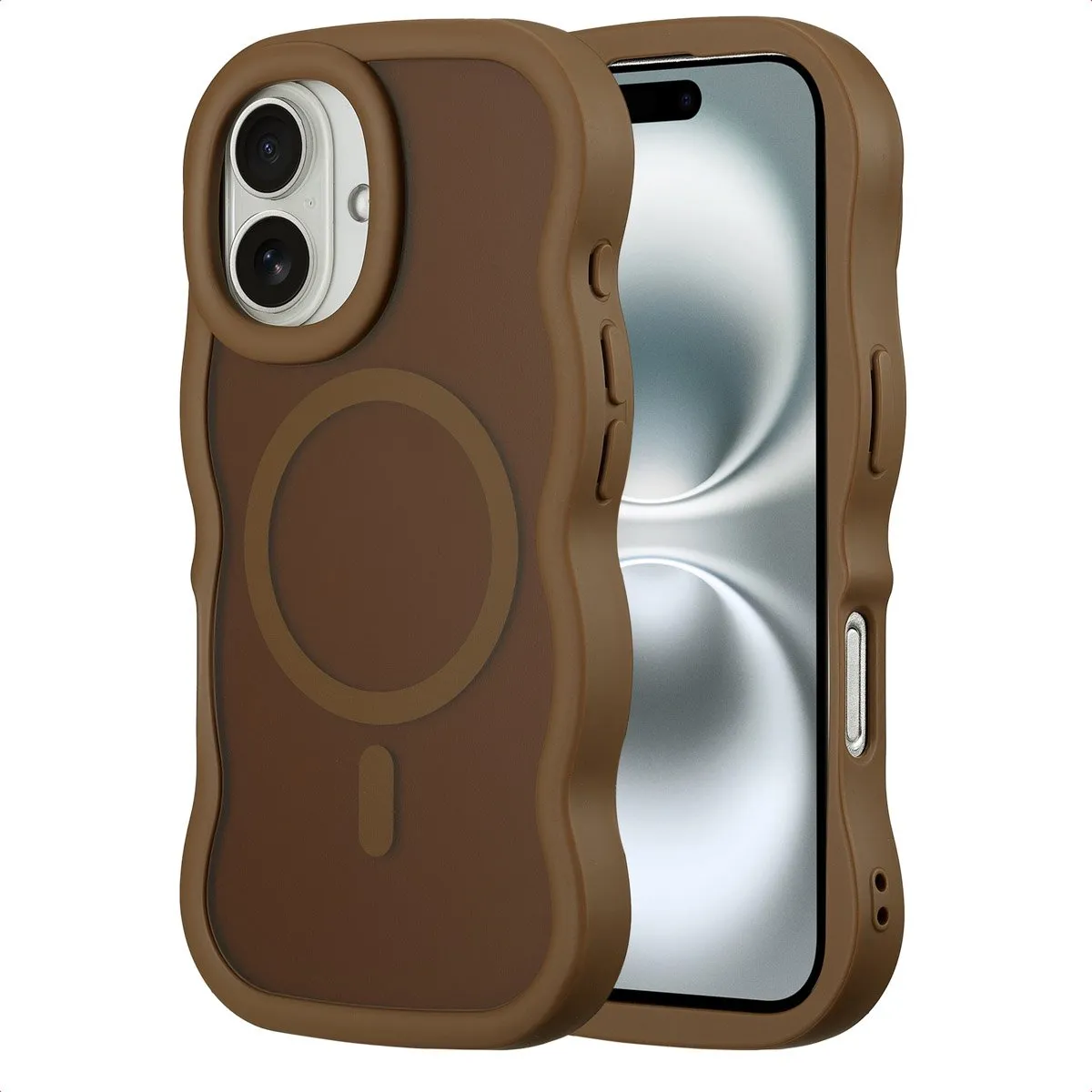 Selencia Wavy Case iPhone 16 - Mocha Brown