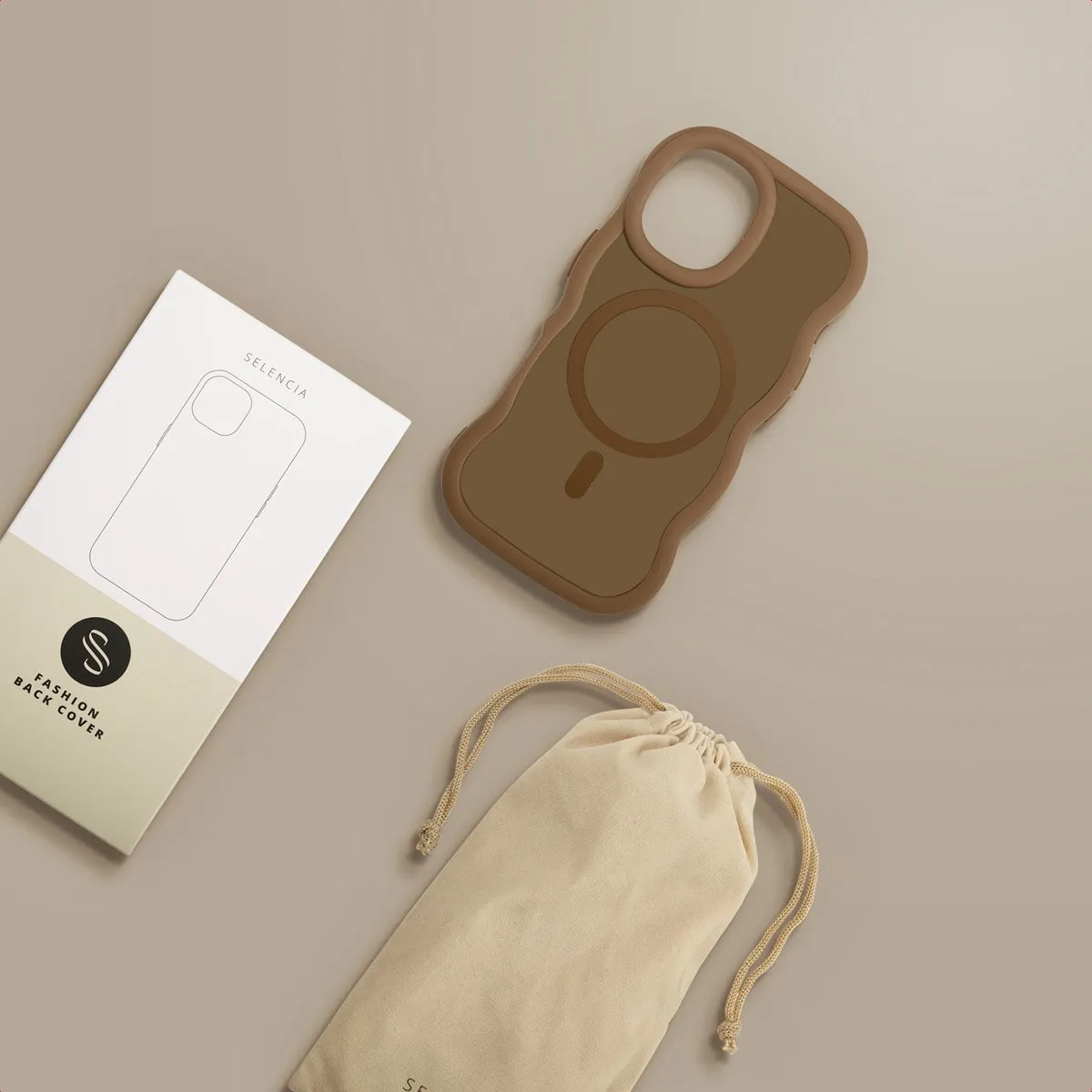 Selencia Wavy Case iPhone 16 - Mocha Brown