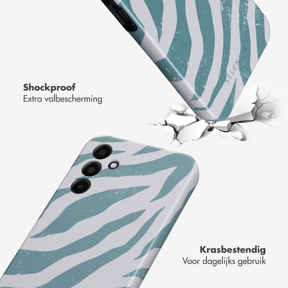Selencia Hoesje Samsung Galaxy A15 Colorful Zebra Pine Blue