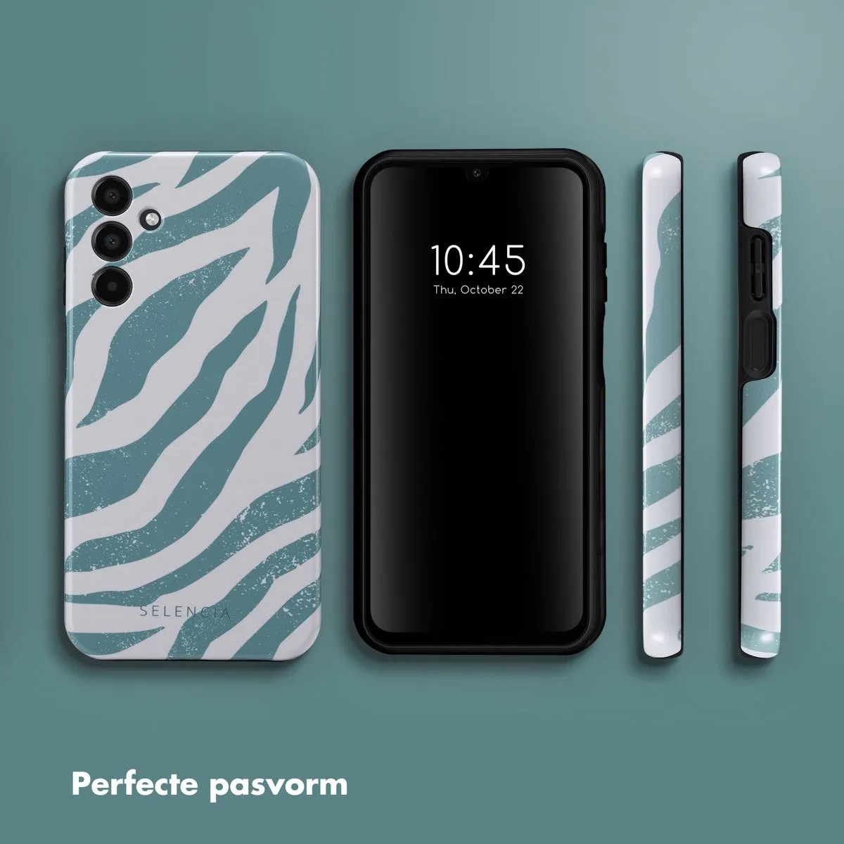 Selencia Hoesje Samsung Galaxy A15 Colorful Zebra Pine Blue