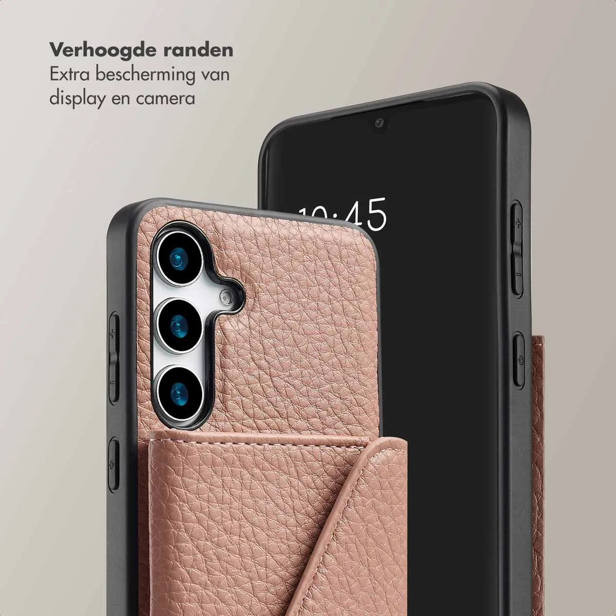 Selencia Hoesje - Geschikt voor Samsung Galaxy S24 / S25 - Sera Koordhoes met pashouder envelop - Old Pink