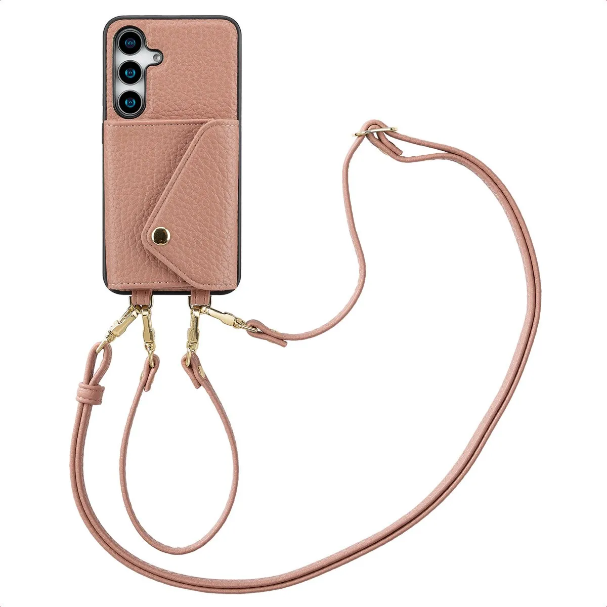Selencia Hoesje - Geschikt voor Samsung Galaxy S24 / S25 - Sera Koordhoes met pashouder envelop - Old Pink