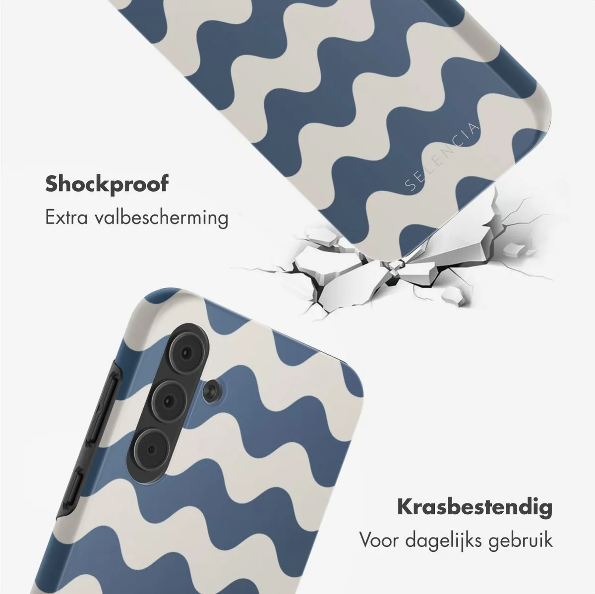 Selencia Wave Vibes Classic Blue Hoesje Samsung Galaxy A55