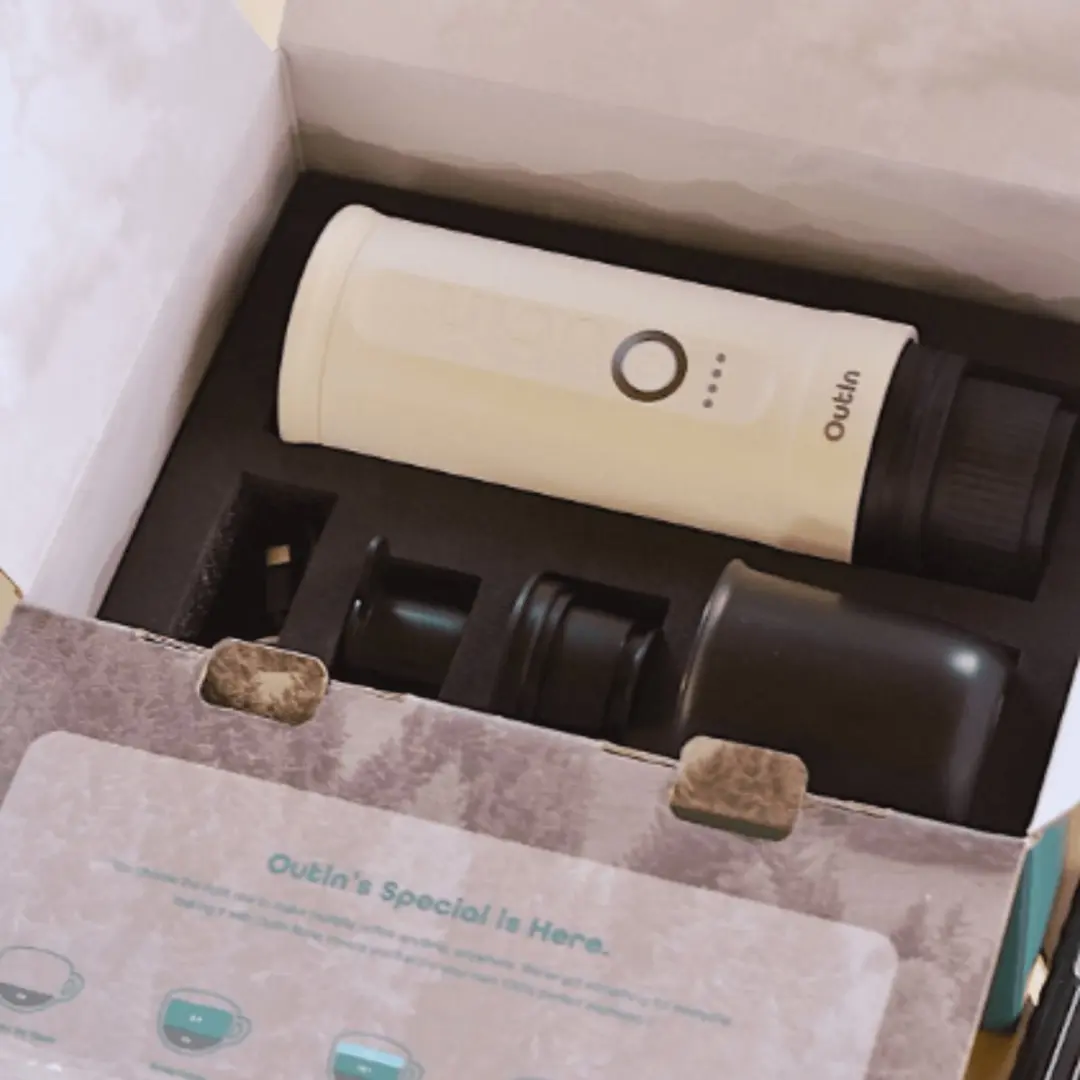 Outin Nano Bundle Draagbaar Espressoapparaat 90W - Grijs