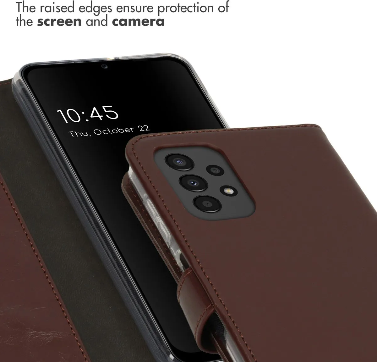 Selencia Hoesje Samsung Galaxy A13 4G - Echt Lederen Bookcase Bruin