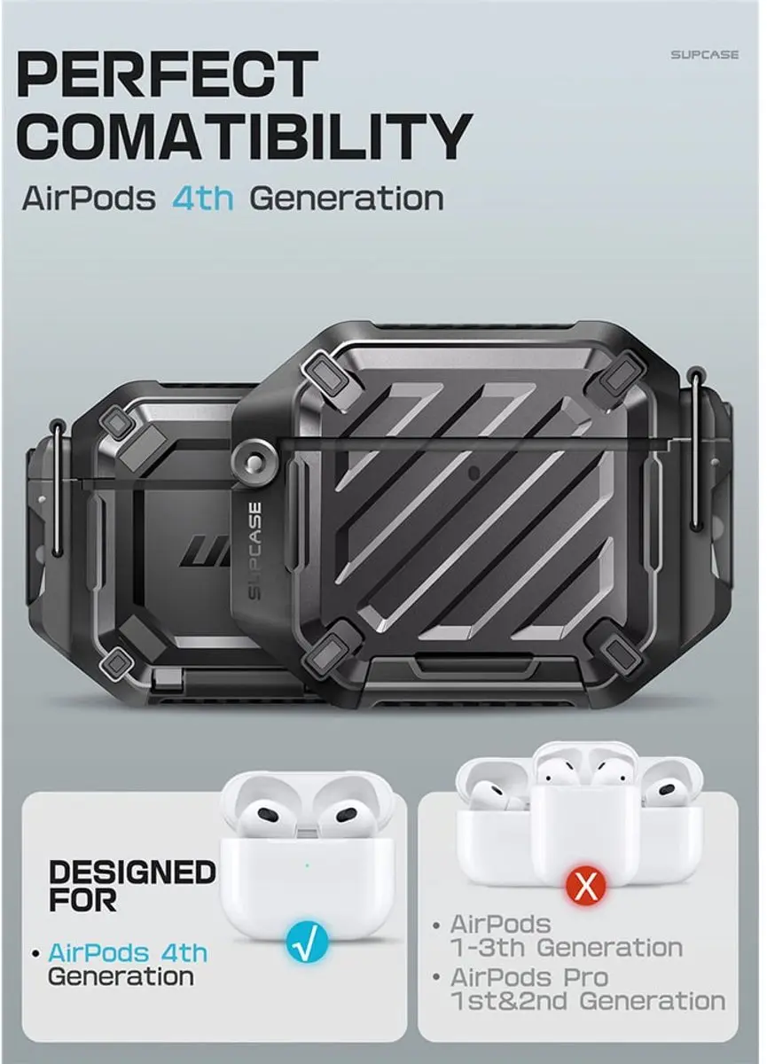 Supcase Unicorn Beetle Pro 13057 AirPods 4 Hoesje - Zwart - afbeelding 2 van 6