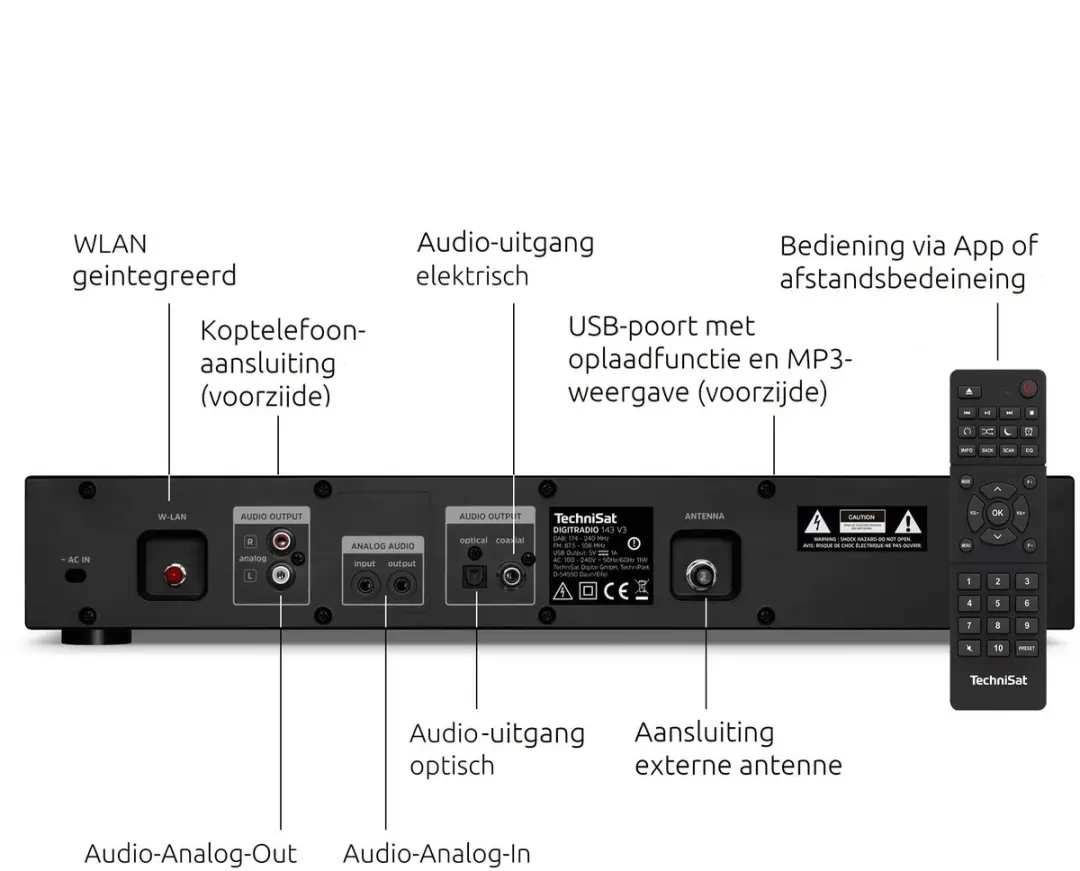 Technisat DIGITRADIO 143 V3 Internetradio - DAB+ Bluetooth Spotify - Zwart - afbeelding 2 van 3
