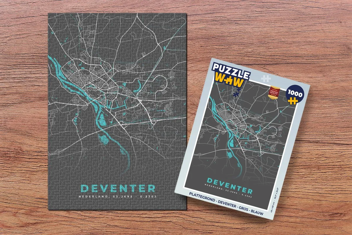 PuzzleWow Deventer Plattegrond Legpuzzel 1000 Stuks - Multicolor