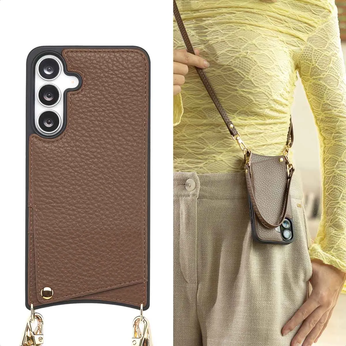 Selencia Hoesje Samsung Galaxy S25 FE - Mocha Brown - 2 Pasjes
