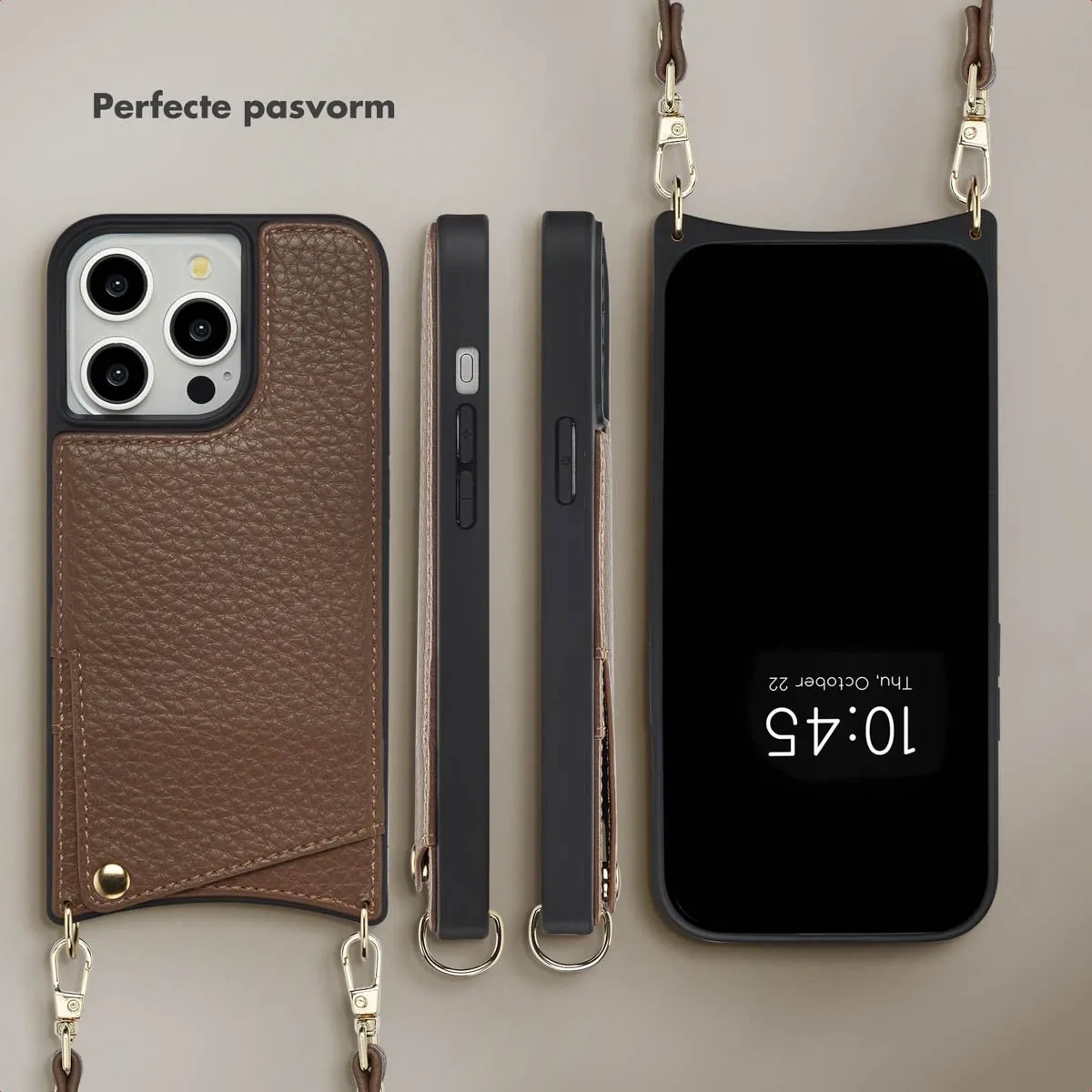 Selencia Hoesje iPhone 14 Pro - Mocha Brown - 2 Pasjes - afbeelding 6 van 6