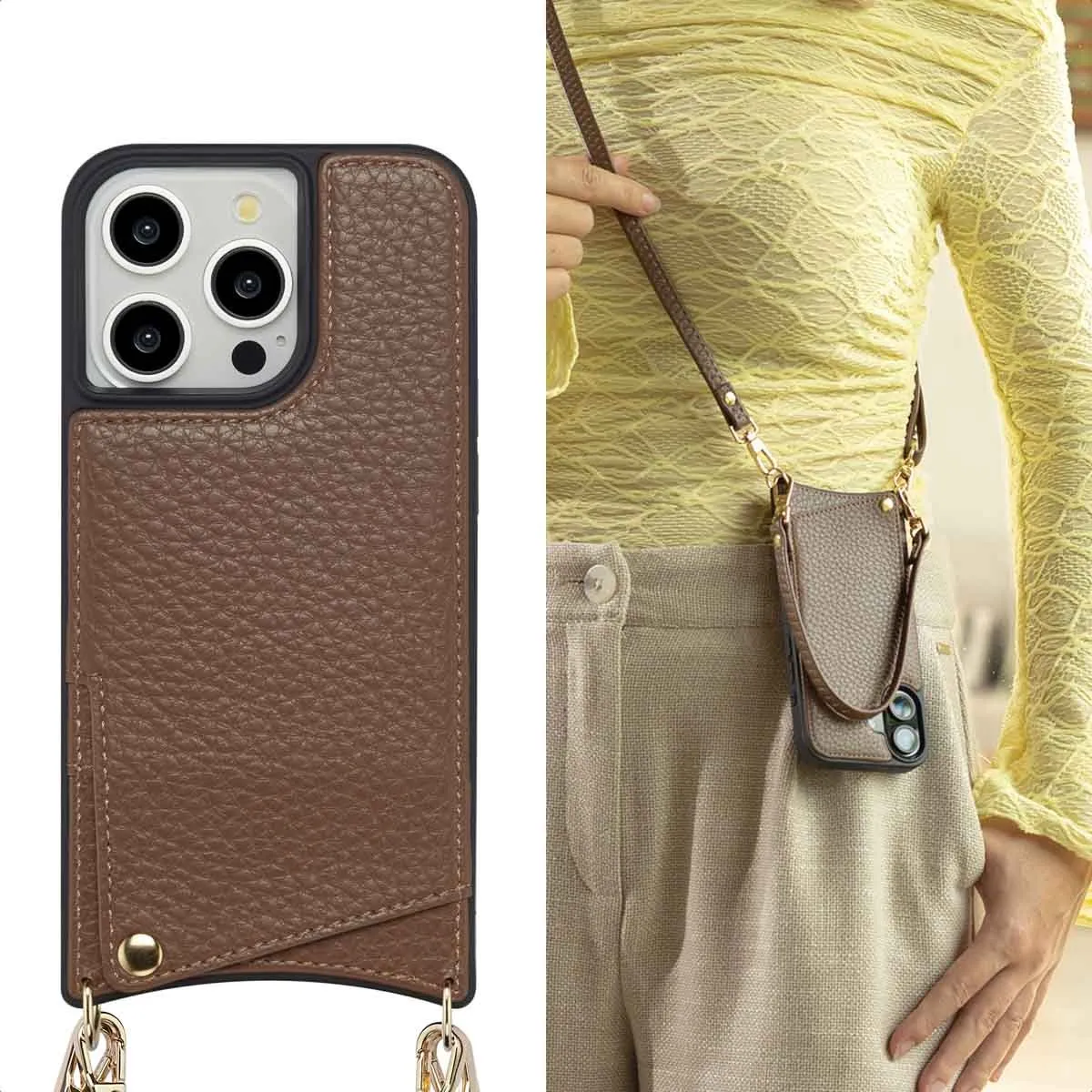Selencia Hoesje iPhone 14 Pro - Mocha Brown - 2 Pasjes