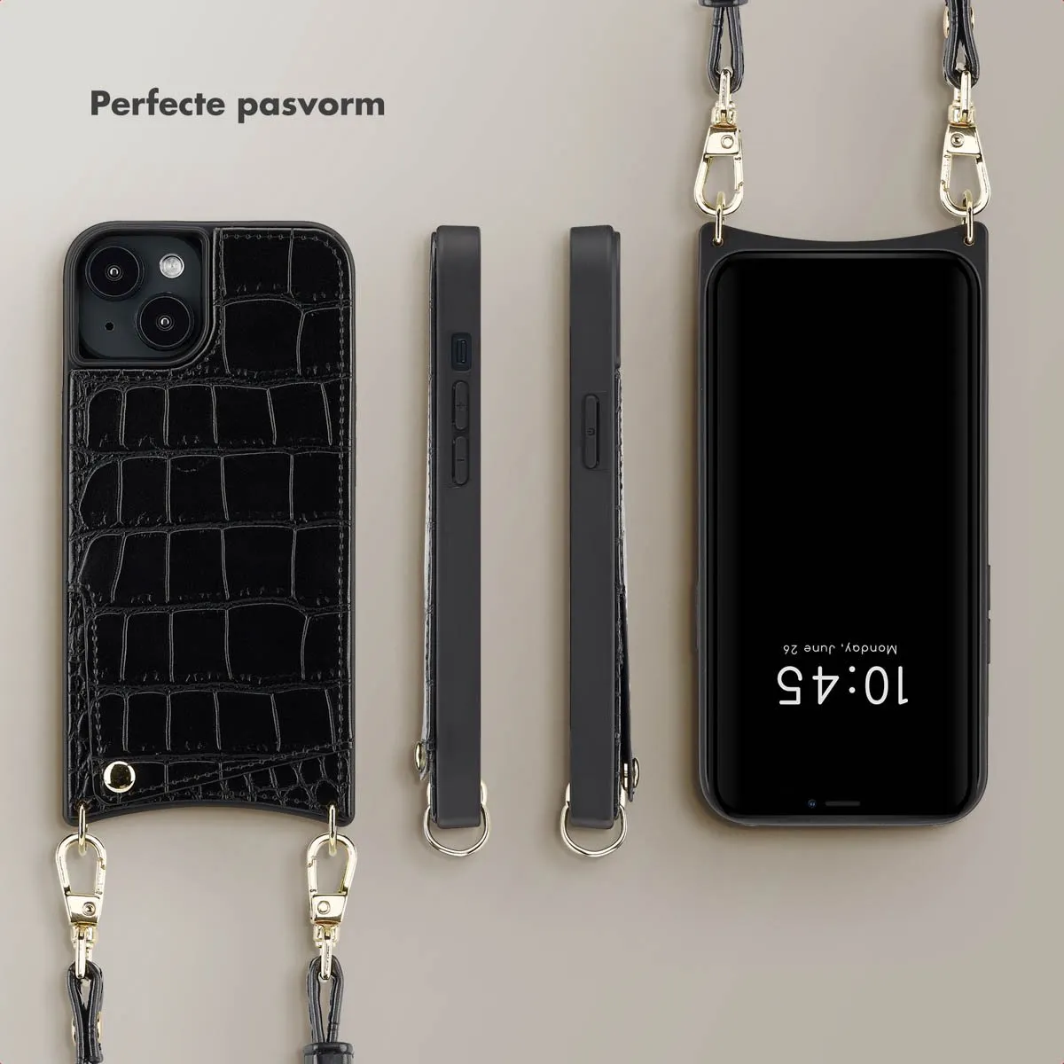 Selencia Croco Backcover Hoesje iPhone 13/14 - Zwart