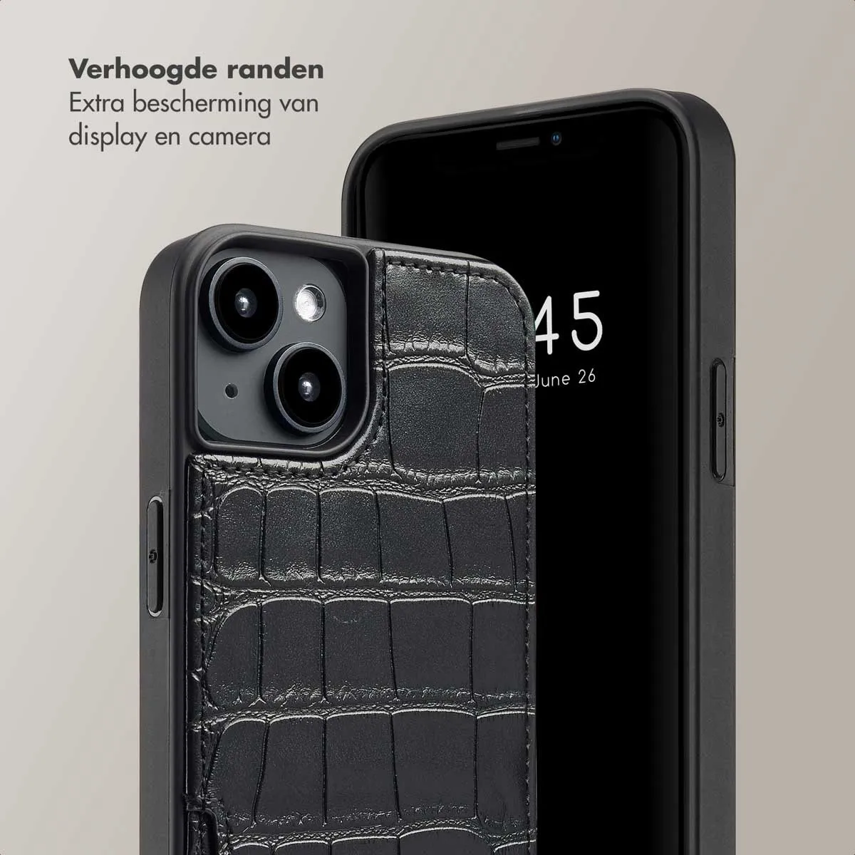 Selencia Croco Backcover Hoesje iPhone 13/14 - Zwart