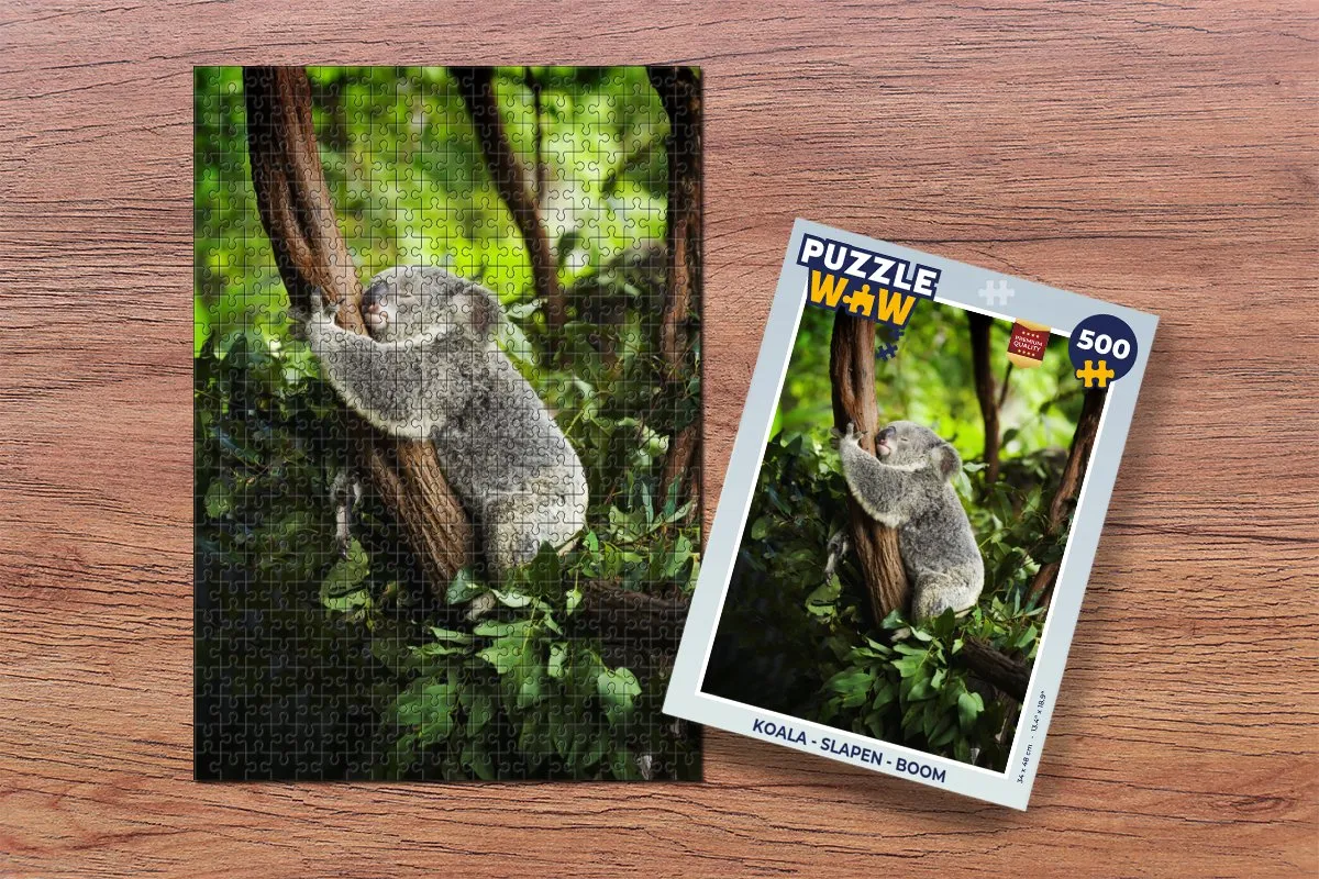 PuzzleWow Koala Slapen Boom Legpuzzel 500 Stuks - Multicolor