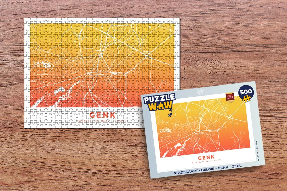 PuzzleWow Stadskaart Genk Legpuzzel 500 Stuks - Multicolor