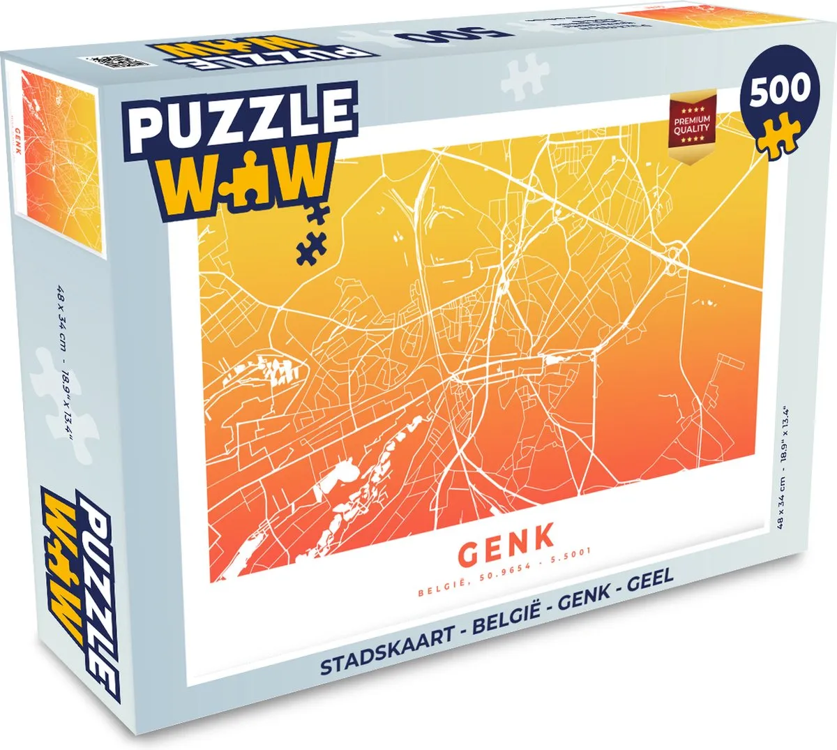 PuzzleWow Stadskaart Genk Legpuzzel 500 Stuks
