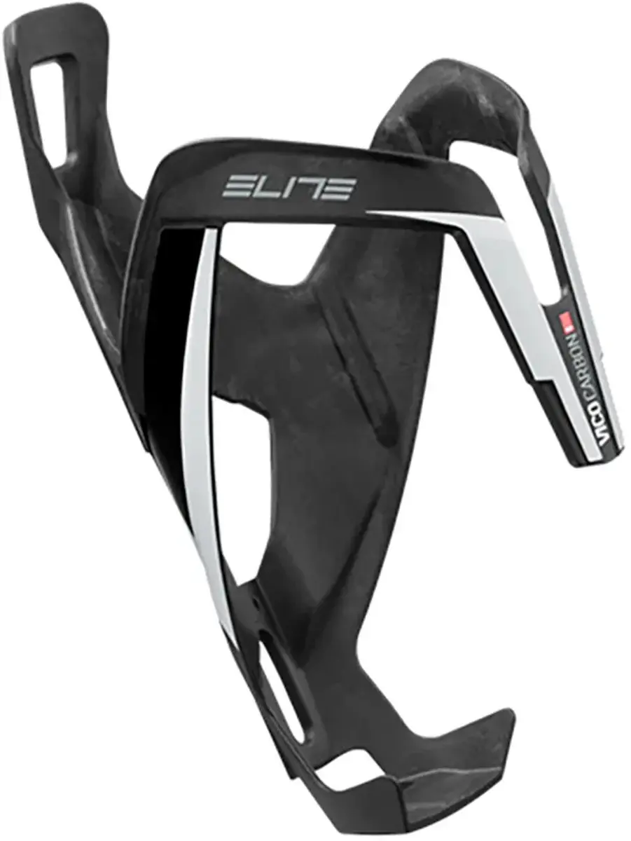 Elite Vico Bidonhouder Carbon Glossy White Graphic - Wit/Blinkend Zwart