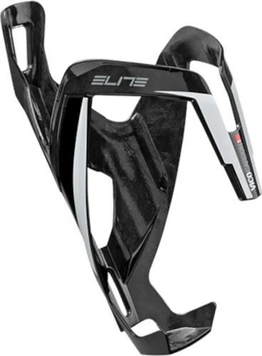 Elite Vico Bidonhouder Carbon Glossy White Graphic - Wit/Blinkend Zwart