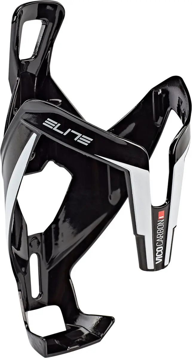 Elite Vico Bidonhouder Carbon Glossy White Graphic - Wit/Blinkend Zwart