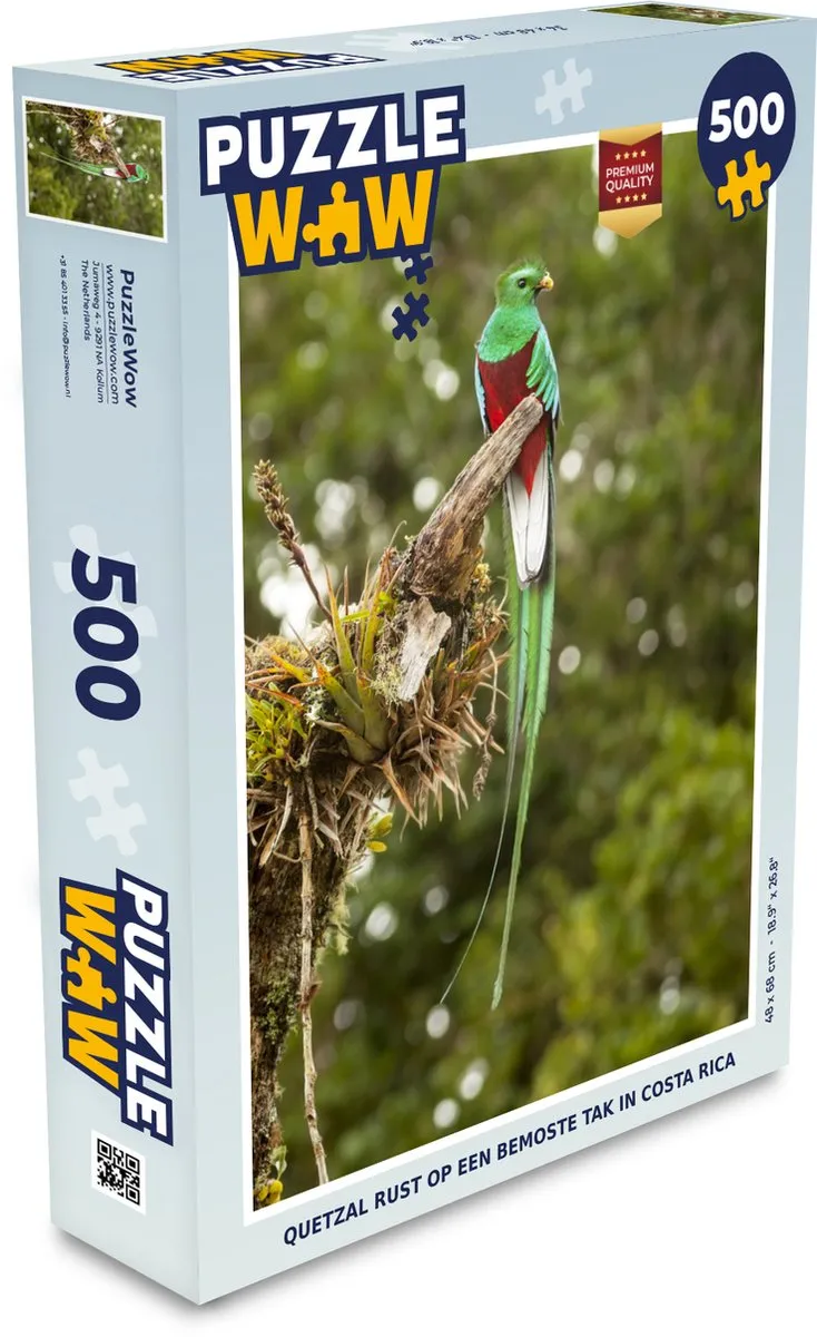 PuzzleWow Legpuzzel Quetzal Costa Rica 500 Stuks