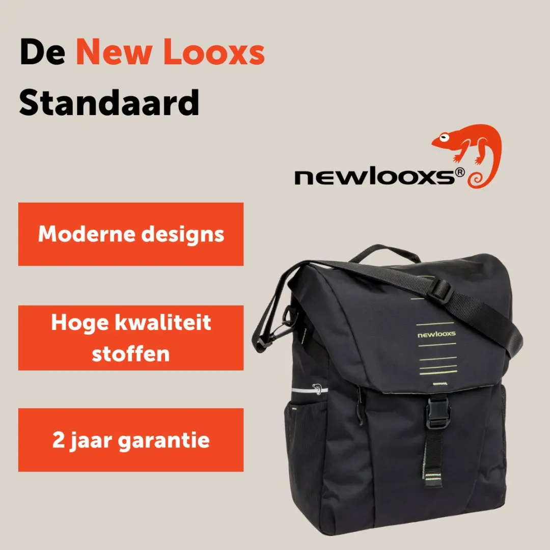 New Looxs Vigo Single Fietstas 20L - Zwart/ Groen - afbeelding 5 van 6