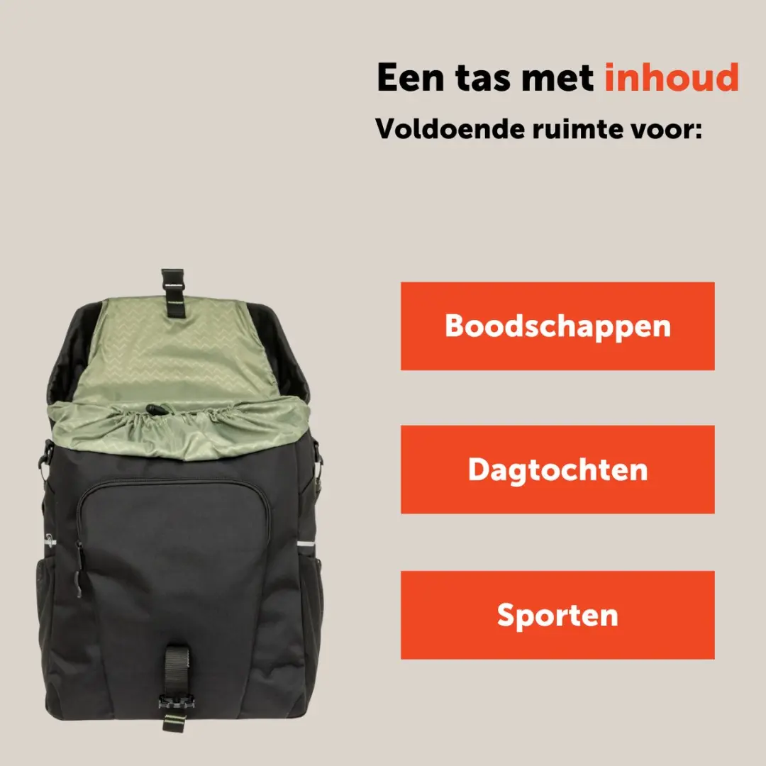 New Looxs Vigo Single Fietstas 20L - Zwart/ Groen - afbeelding 3 van 6