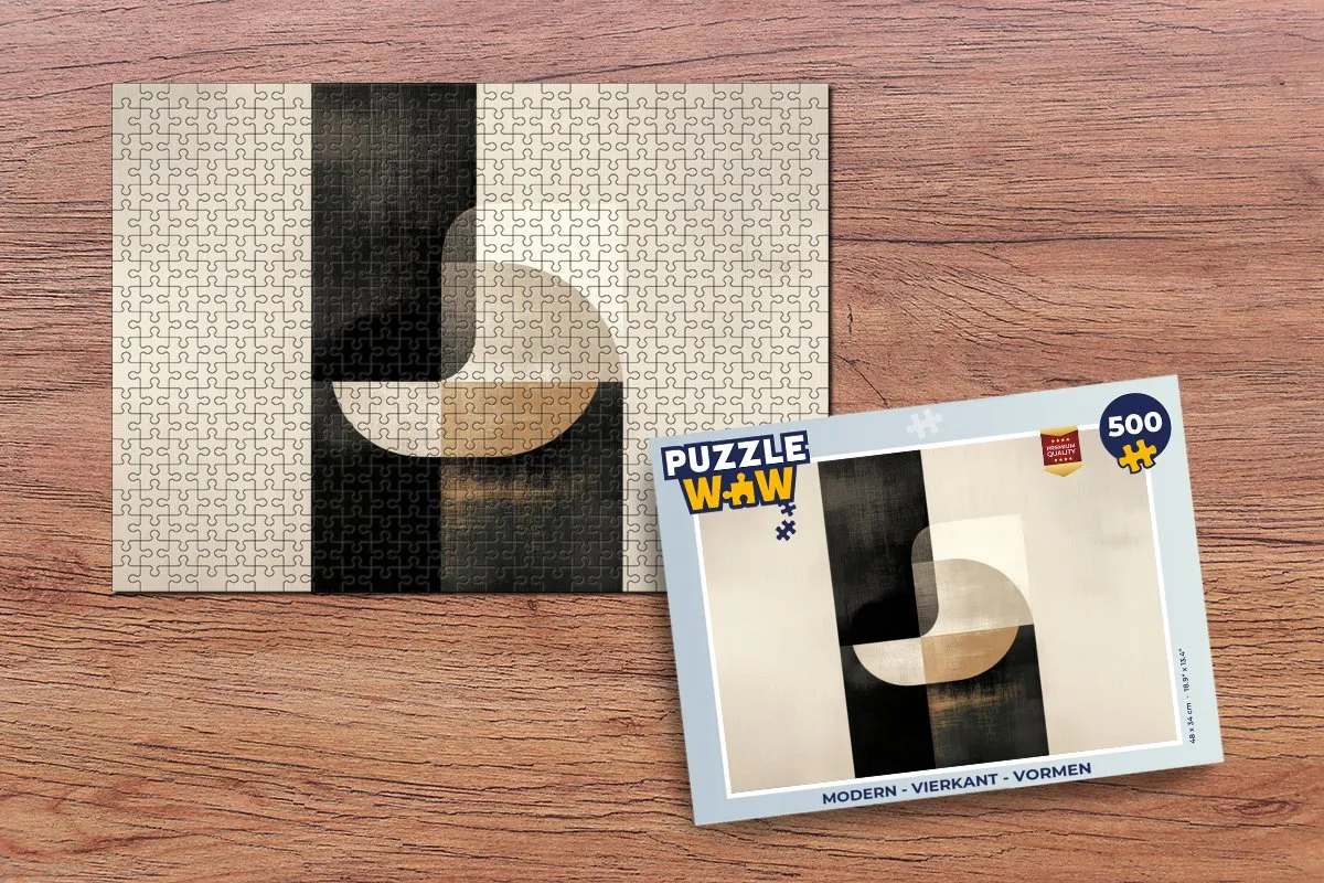PuzzleWow Modern Vormen Legpuzzel 500 Stuks - Goud/Zwart