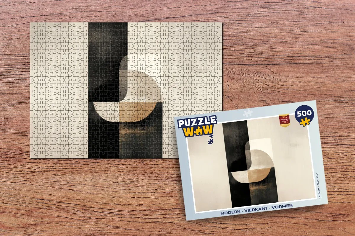 PuzzleWow Modern Vormen Legpuzzel 500 Stuks - Goud/Zwart