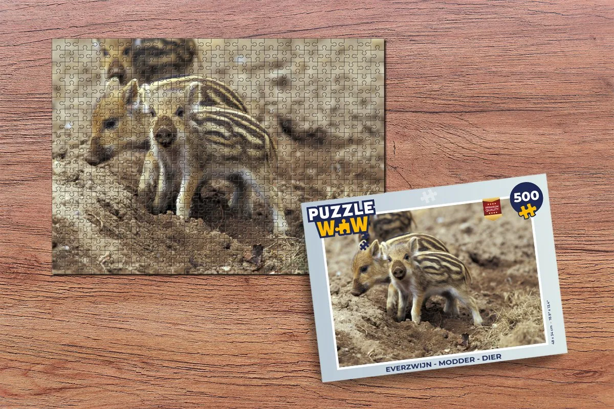 PuzzleWow Everzwijn Modder Legpuzzel 500 Stuks - Multicolor