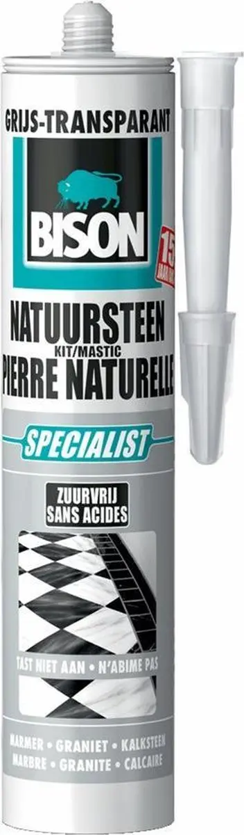 Bison Natuursteenkit Transparant Grijs 310ml - O.a. Natuursteen/Glas - afbeelding 2 van 3