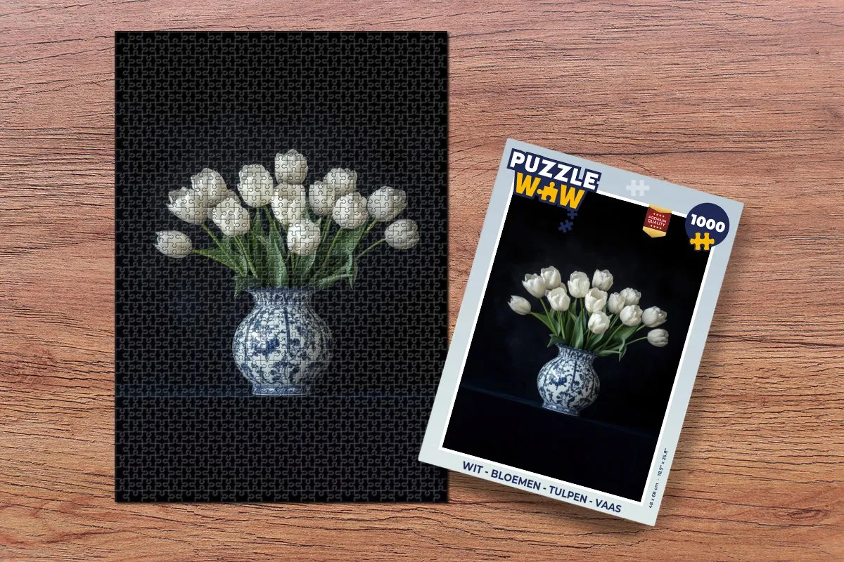 PuzzleWow Bloemen Tulpen Legpuzzel 1000 Stuks - Wit
