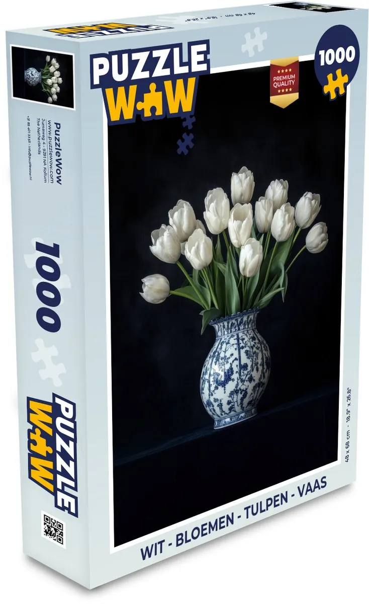 PuzzleWow Bloemen Tulpen Legpuzzel 1000 Stuks - Wit