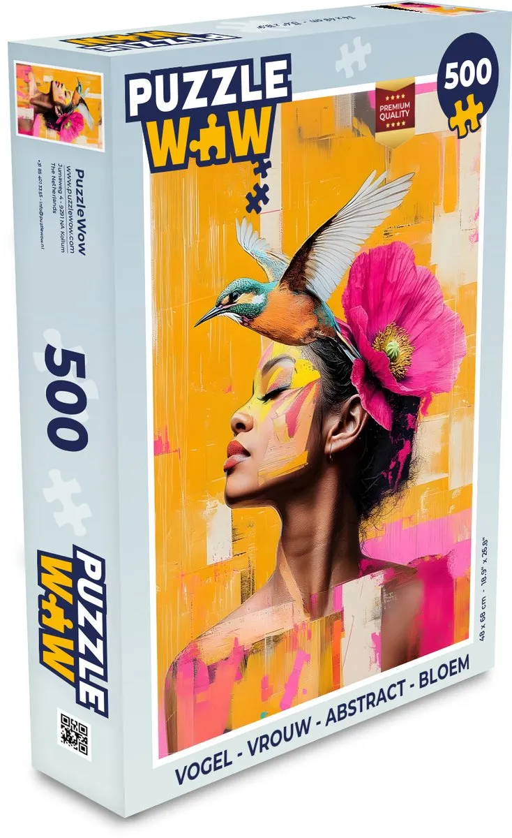 PuzzleWow Vogel Abstract Bloem Legpuzzel 500 Stuks