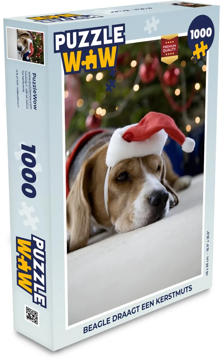 PuzzleWow Beagle Kerstmuts Legpuzzel 1000 Stuks