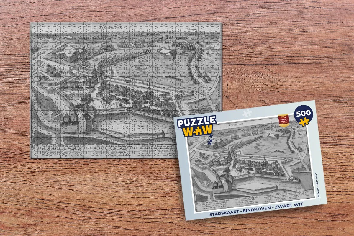 PuzzleWow Eindhoven Legpuzzel 500 Stuks - Zwart/Wit