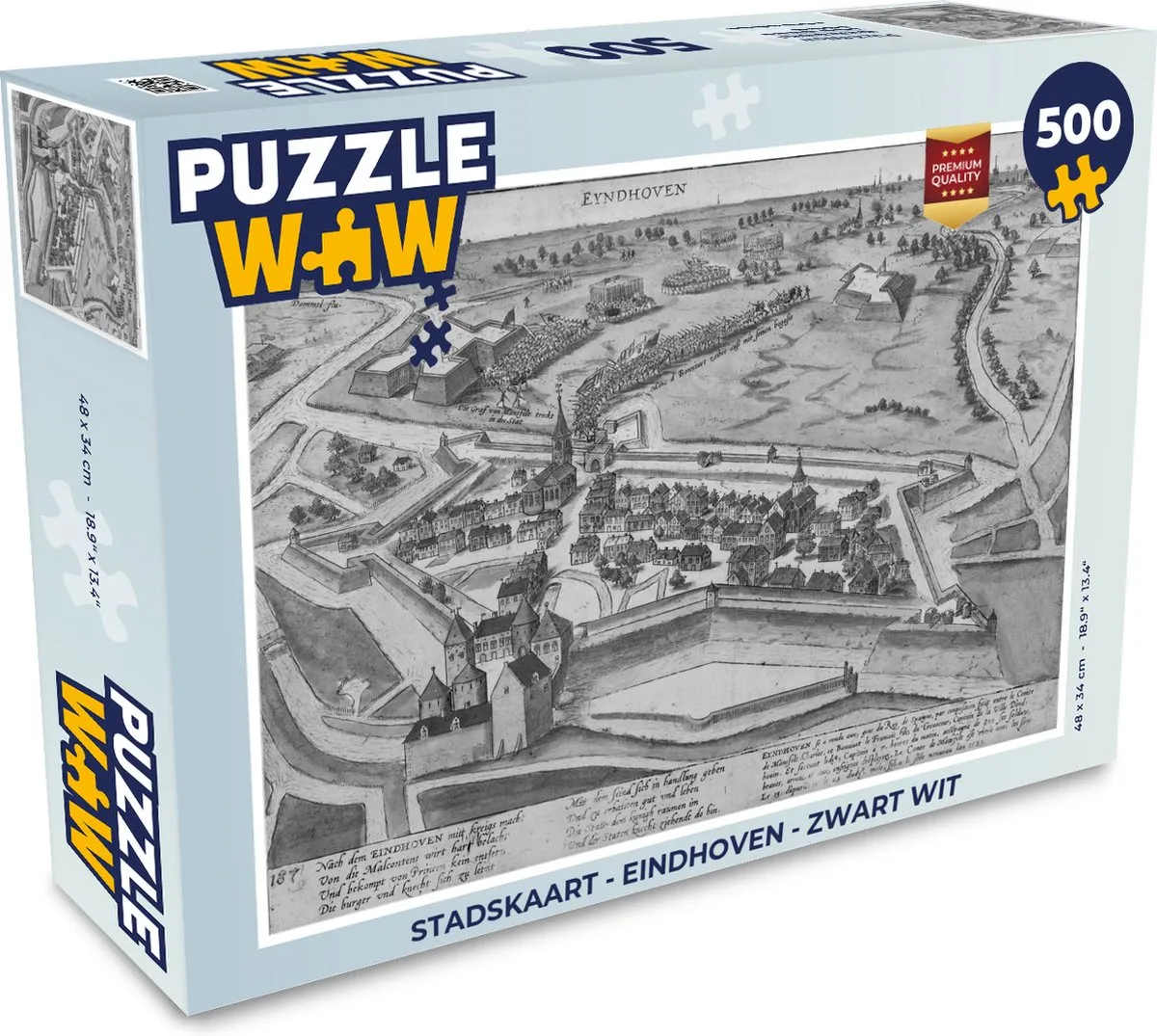 PuzzleWow Eindhoven Legpuzzel 500 Stuks - Zwart/Wit