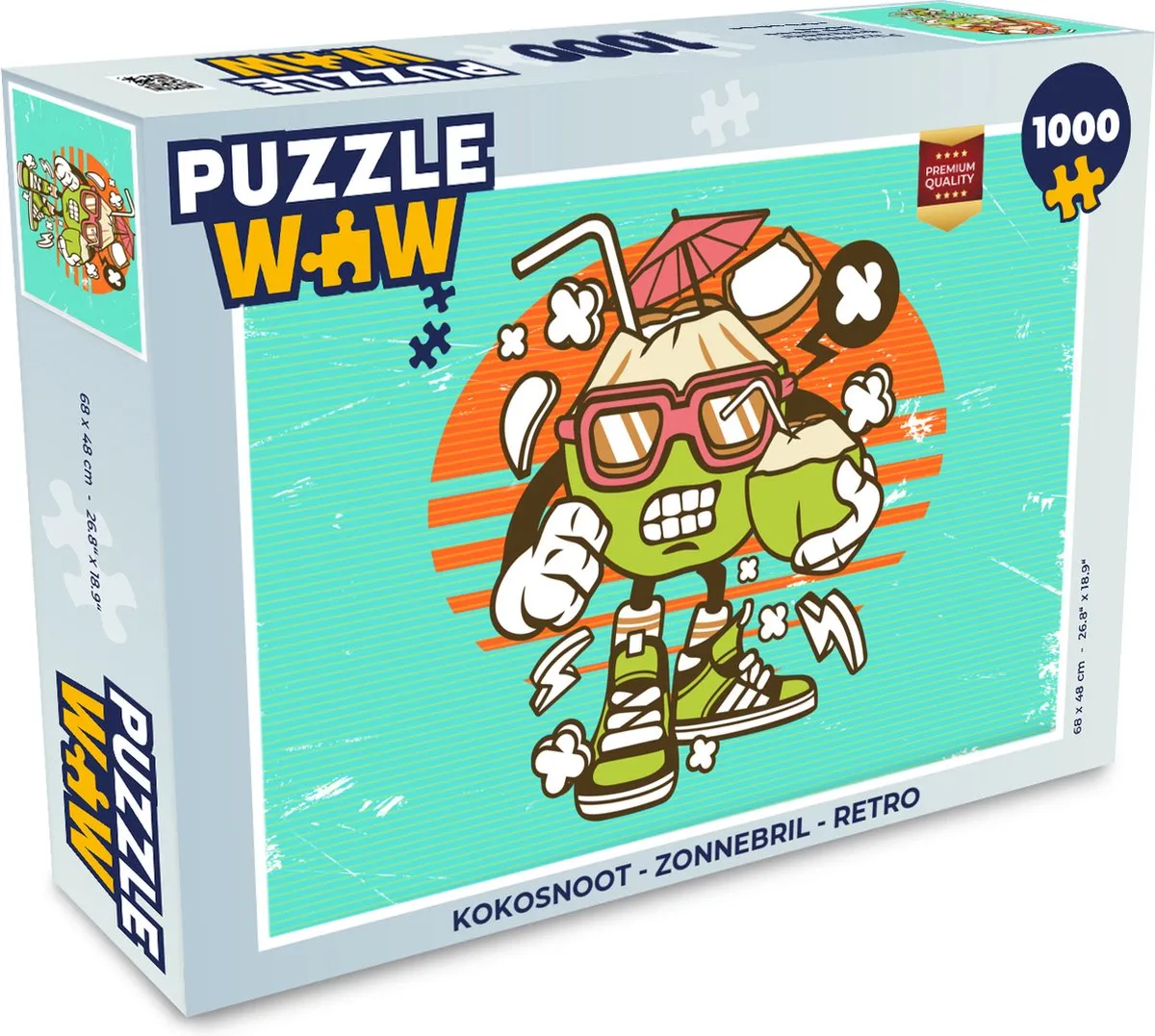 PuzzleWow Kokosnoot Retro Legpuzzel 1000 Stuks - Multicolor