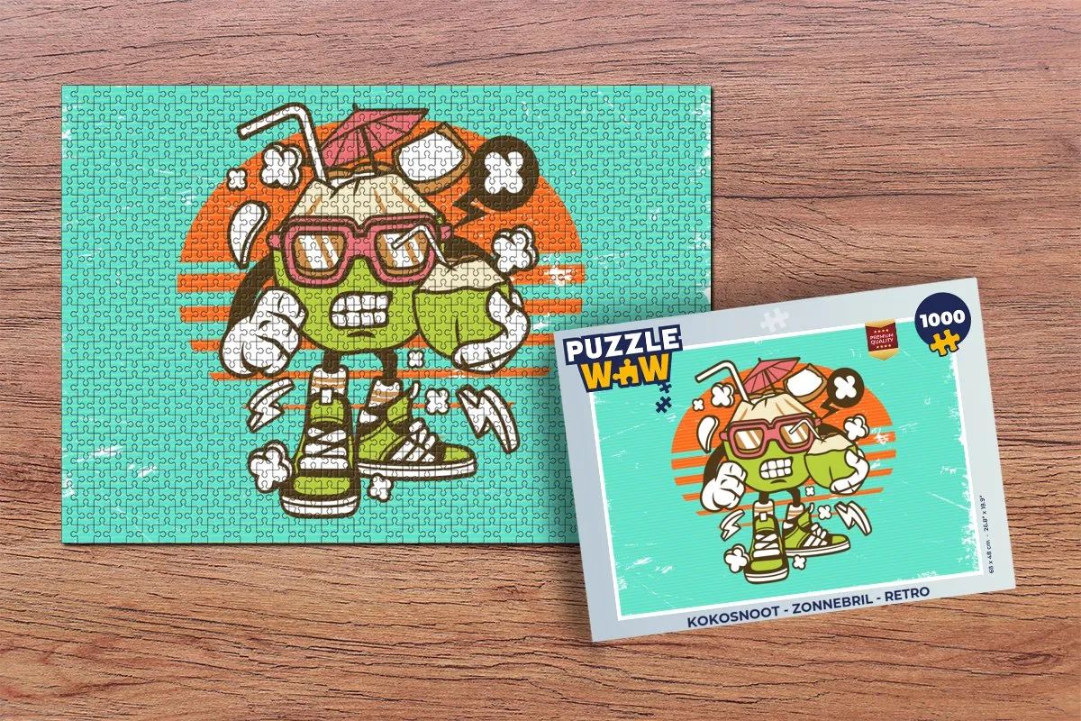 PuzzleWow Kokosnoot Retro Legpuzzel 1000 Stuks - Multicolor
