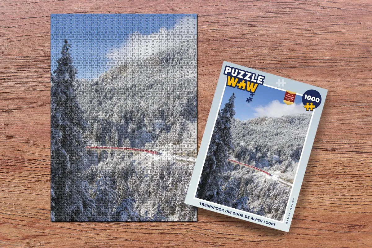 PuzzleWow Alpen Treinspoor Legpuzzel 1000 Stuks - Multicolor