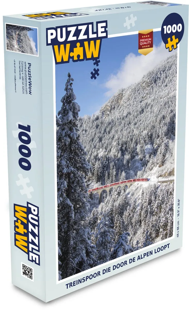 PuzzleWow Alpen Treinspoor Legpuzzel 1000 Stuks