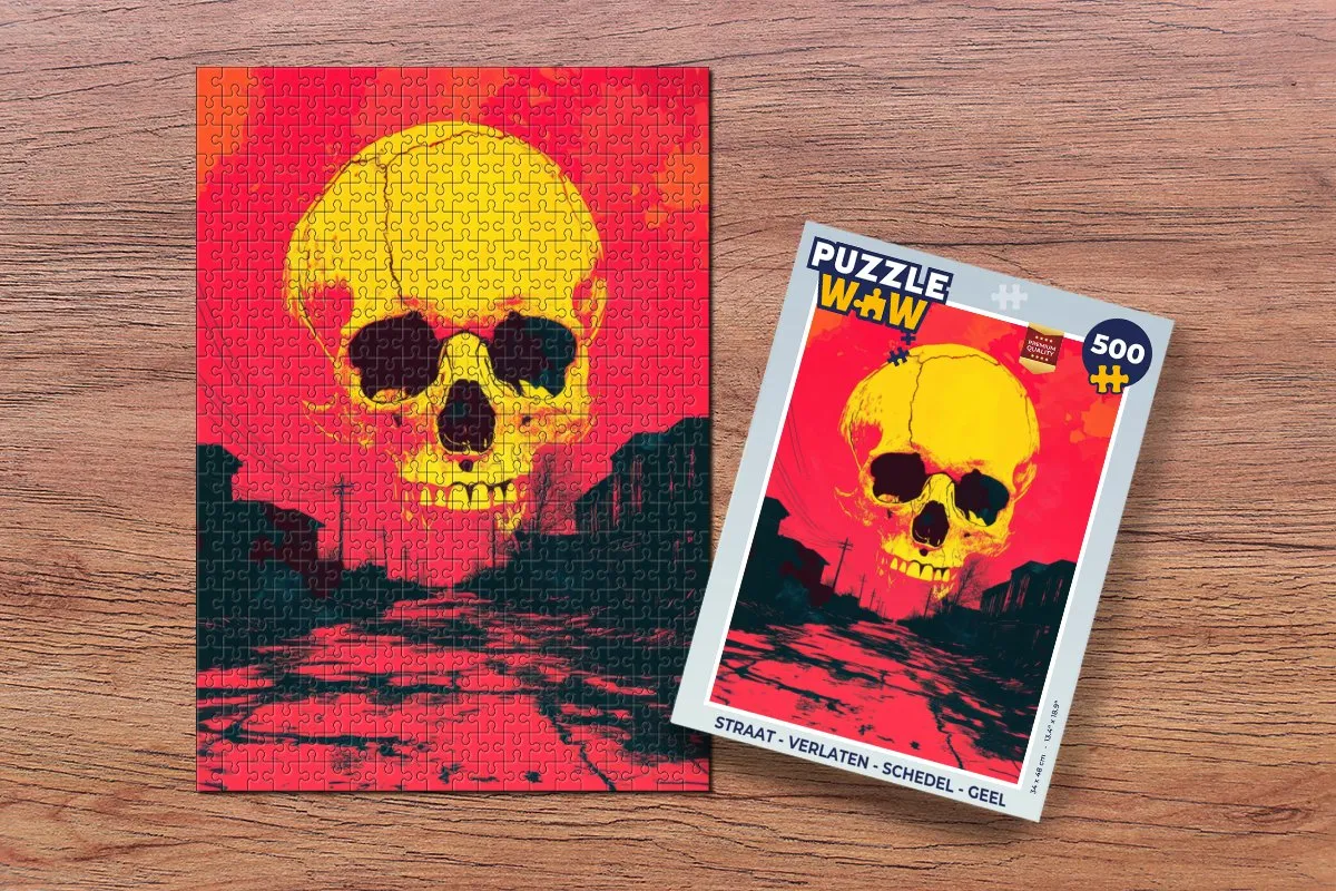 PuzzleWow Verlaten Schedel Legpuzzel 500 Stuks - Geel