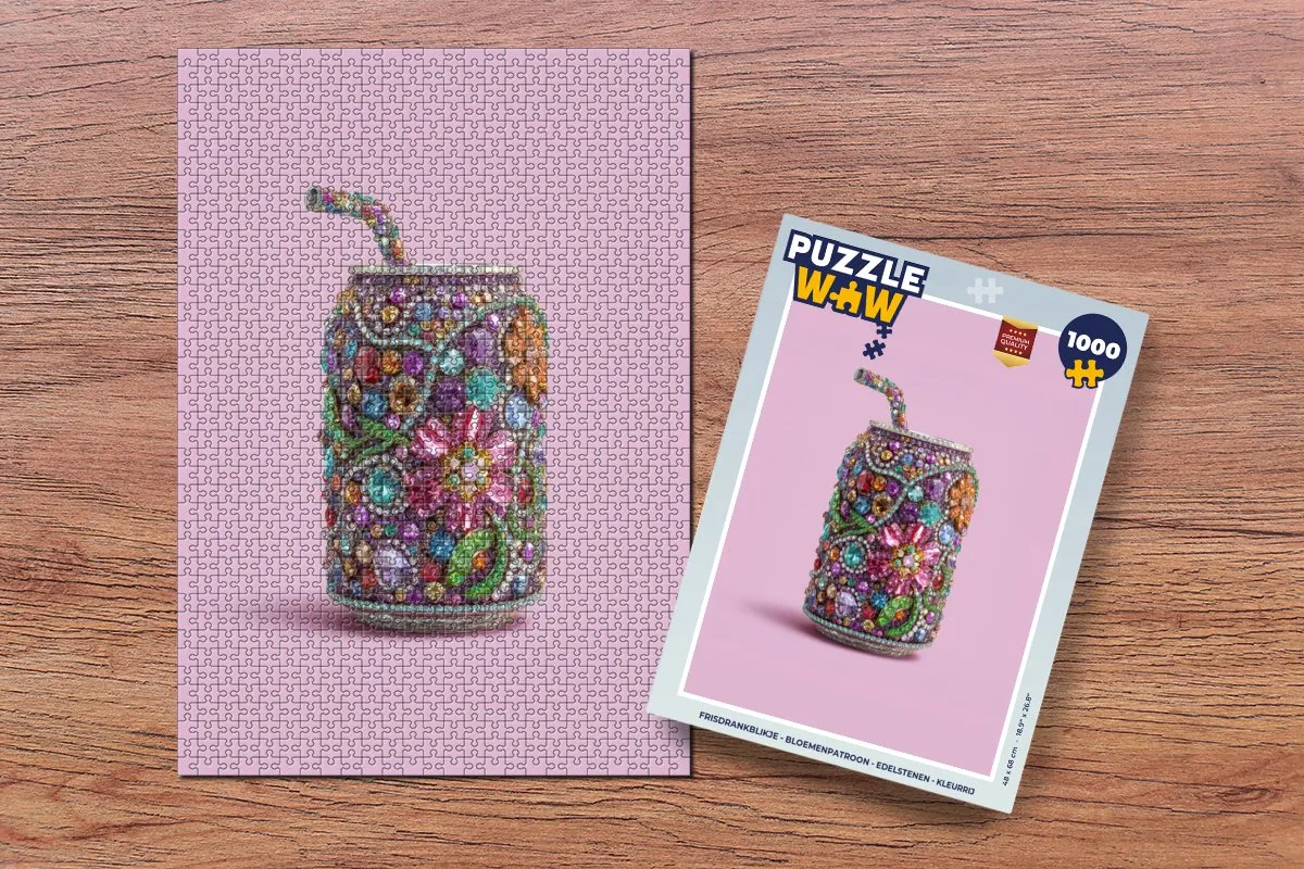 PuzzleWow Frisdrankblikje Bloemenpatroon Legpuzzel 1000 Stuks - Edelstenen