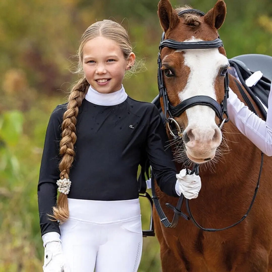 QHP Amilara Junior Wedstrijdshirt 140 - Zwart - afbeelding 3 van 4