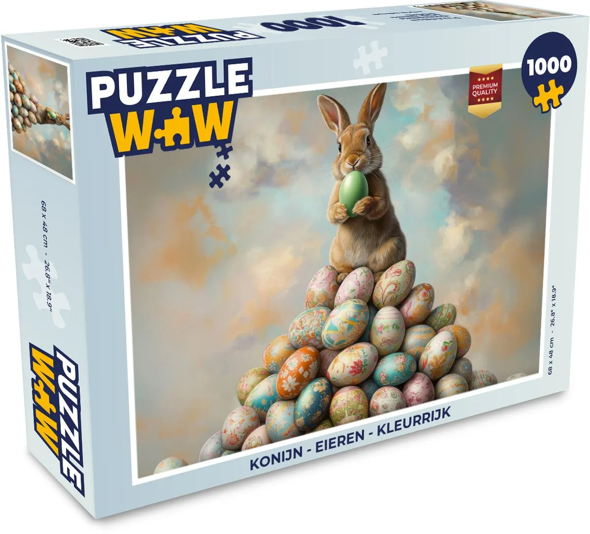PuzzleWow Konijn - Eieren Legpuzzel 1000 Stuks - Paashaas/Eieren