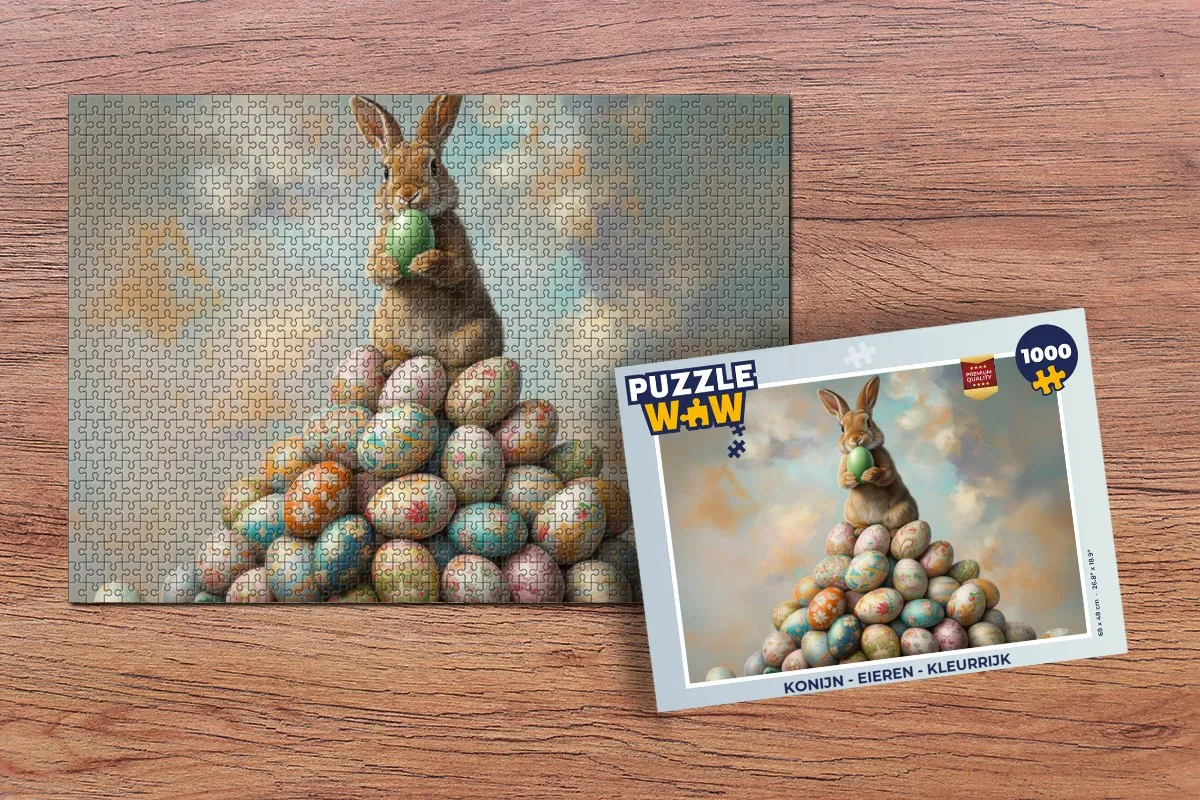 PuzzleWow Konijn - Eieren Legpuzzel 1000 Stuks - Paashaas/Eieren